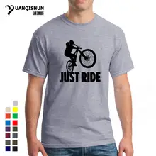 Camiseta de ciclismo de montaña Just Ride MTB, 16 colores, de algodón, para hombre, ropa Vintage de manga corta, cuello redondo, Camiseta estampada de talla grande