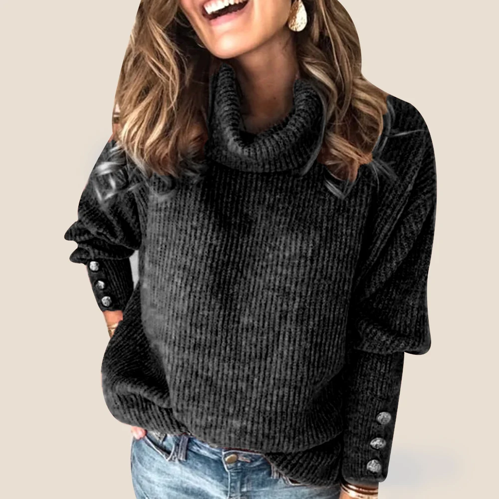 Новинка, осенне-зимние женские свитера, однотонный пуловер с отворотом, корейский стиль, минималистичный Повседневный офисный свободный женский свитер