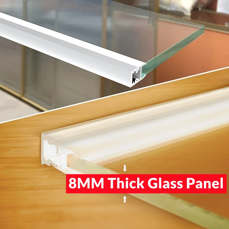 Profilo in alluminio strisce strip led 2M per illuminare bordo mensole  vetro 8mm