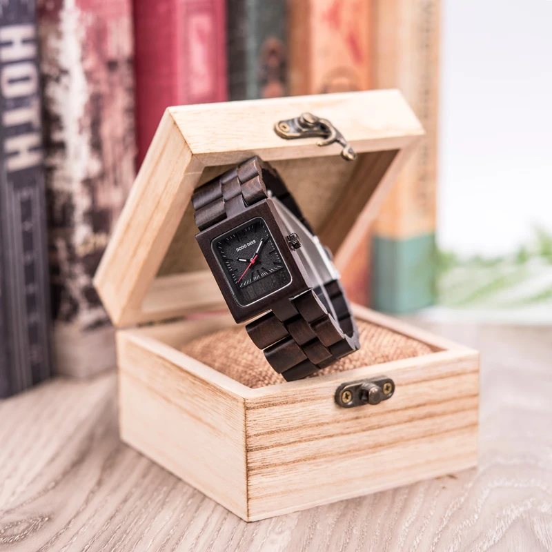 Women Watches Top Brand Luxury Ebony Wood Quartz Wristwatch Ladies часы женские montre femme in Gift Box Dropshipping - 6