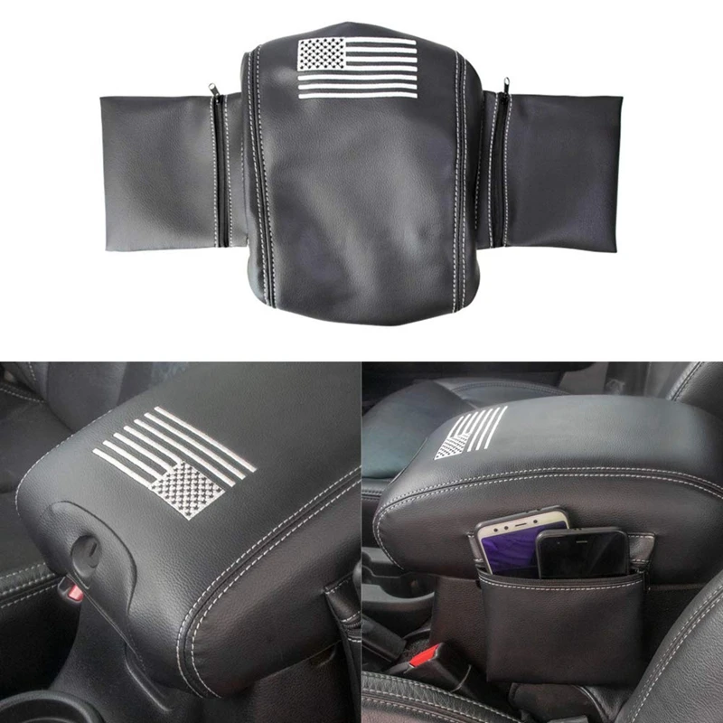 Apoio de Braço Capa de Couro à Prova Água com Bolsa de Armazenamento para 2020-2020 Center Console Jeep Wrangler jk Pad d’