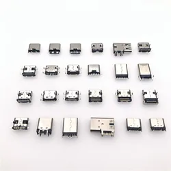 24 modèles de connecteurs Micro USB type c, station de charge femelle et mâle, prise de Type C, pour Xiaomi Huawei 