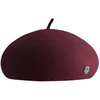 

Popular Wool Beret Female Autumn Winter Wool Hats Literary Retro Leisure Hat Korean Trend Solid Color Pumpkin Hat