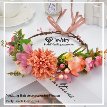 

CC Wedding Crown Garland Wreath Flower Tiara Engagement Hair Accessories for Women Bridal Hairwear Party Fine Jewelry Gift at97