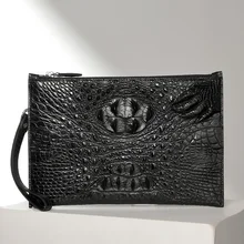 New Alligator Leather Luxury Men's Envelope Bags High Quality Business Leisure Multi Card Handbag Genuine Leather Briefcase
