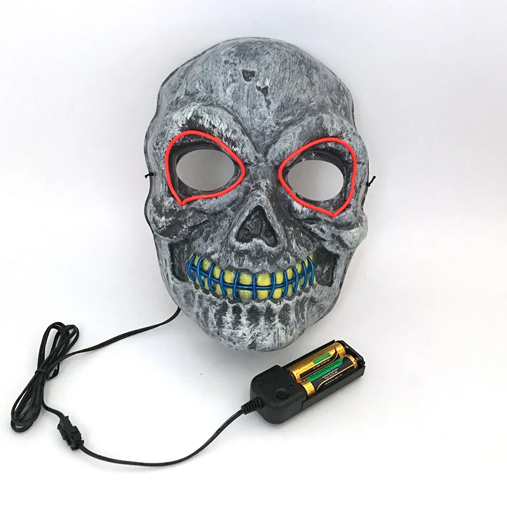 Мигающая маска для лица ужасная EL Wire маска реквизит пластиковый светодиодный светильник маска Реалистичная производительность праздник Прямая поставка