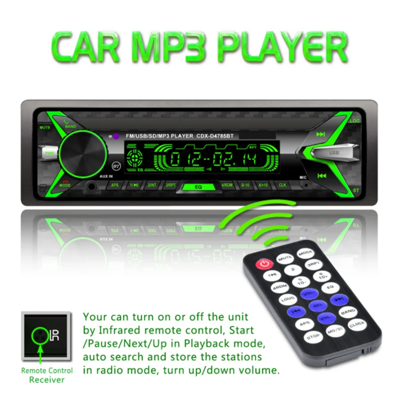 Автомобильный MP3-плеер Автомобильный mp3 Смарт авто аудио Bluetooth Музыка красочный эффект освещения съемный экран премиум класса