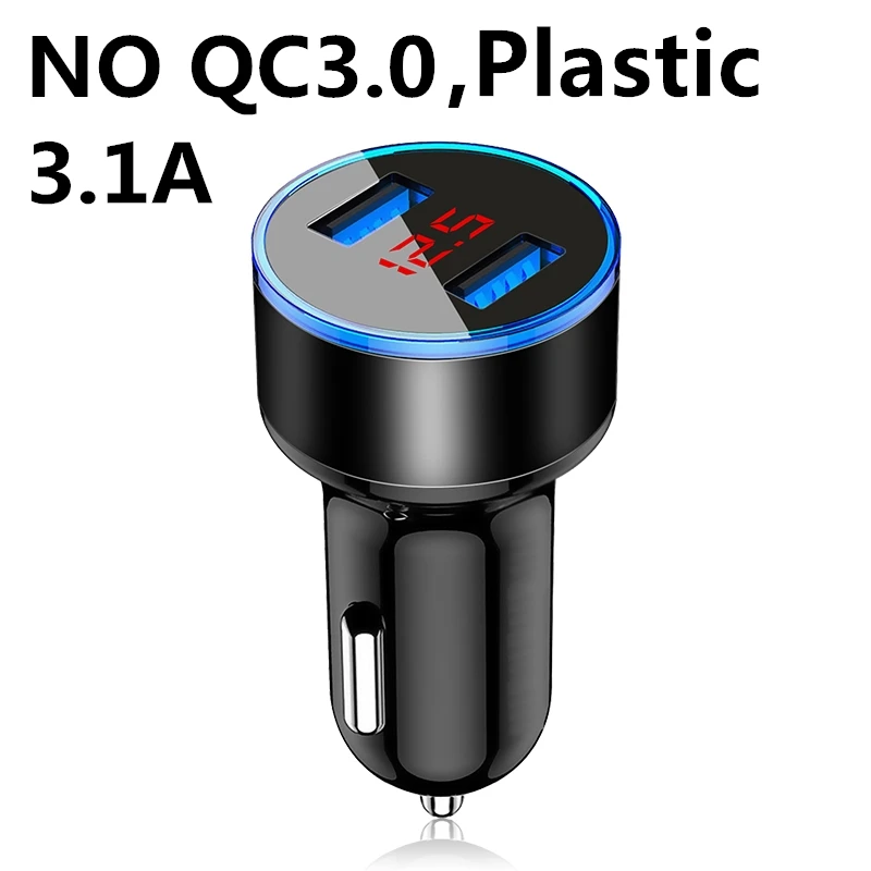 Metal QC 3.0 Dual USB Car Charger Quick Charge 3.0 Fast Charging For iPhone Xiaomi Huawei Samsung Auto Digital LED Display 65 watt charger