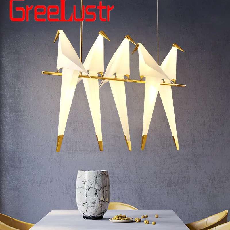 Modern Led Bird Pendant Lights Loft Origami Crane Bird Led Lustre