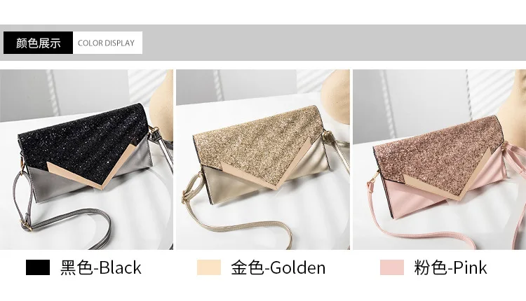 New Korean Lady Handbag Sequin Envelope One Shoulder Diagonal Cross Women Fashion Handbag