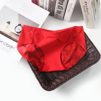 

New Summer Ladies Underwear Hollow Transparent Lace Briefs Mid-waist Seamless Women's Underwear Bragas Mujer Majtki Damskie 2020