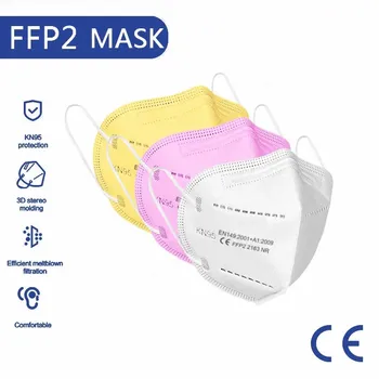 

FFP2 kn95 mask Safety facial Masks for Mouth 5 layers soft 95% Filtration pm2.5 masks ffp2 mask dustproof for outside in stock