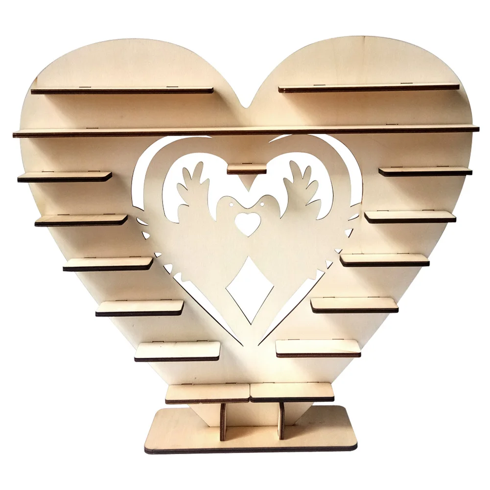 

Wooden DIY Heart Shape Chocolate Rack for Wedding Party Decoration E2S