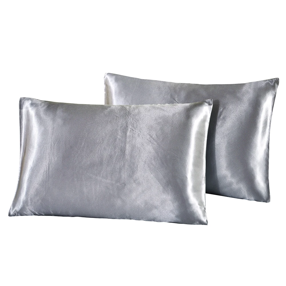 Sleep On A Silk Pillowcase For Younger-Looking Skin! 2 2 Piece Set Of Large Silk Satin Pillowcase Simple Solid Color Bedding Household Smooth Multicolor Satin Pillowcase Household 19