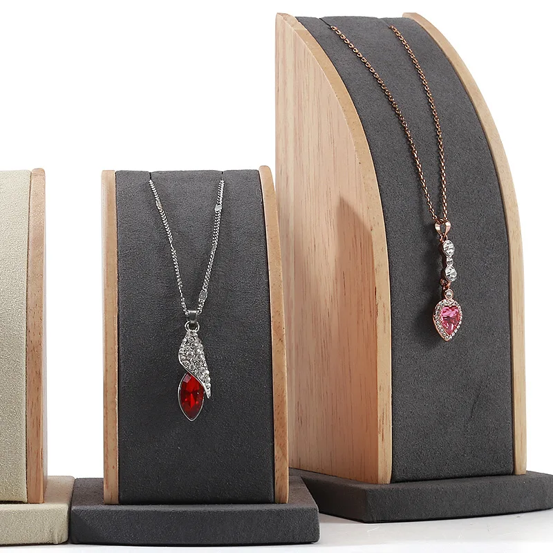 Curved Necklace Stand Pendant Jewelry Display Stand Counter Jewelry Solid Wood Display Props