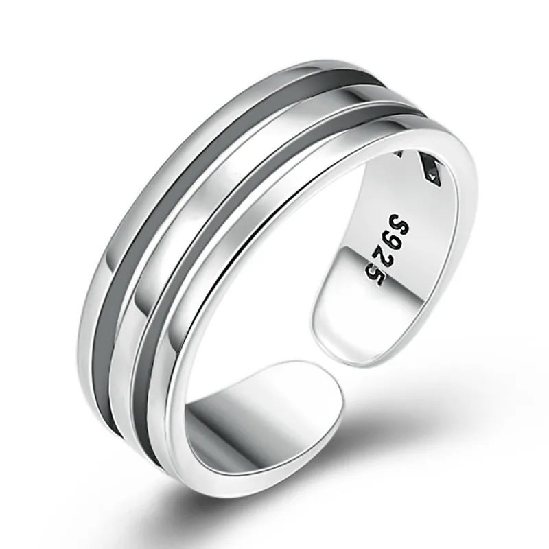 

925 Sterling Silver Women Adjustable Tail Ring Creative hollow Multilayer Opening Ring Jewelry