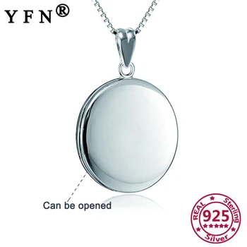 

YFN 925 Sterling Silver Round Photo Necklace Ketting Silver Chain Women Photo Jewelry 925 Valentine's Day Gift Mother's Day Gift