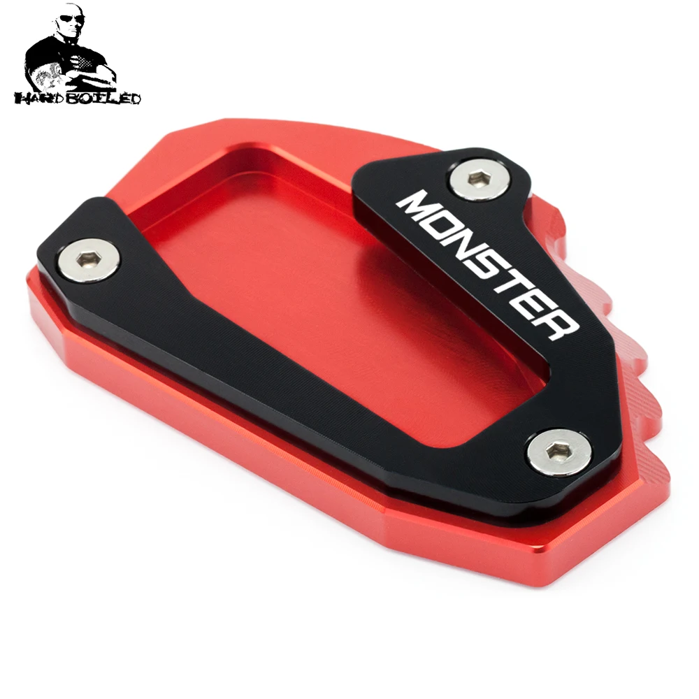 Motorcycle CNC Kickstand Foot Side Stand Extension Support Plate Pad with logo For Ducati MONSTER 1200 1200S 821 2014-2019 2018 (7)