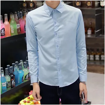 

Shirts Men Large Size Stand Collar Solid Slim Simple All-match Single Breasted Large Size Shirt Mens Korean Style Soft Clothing