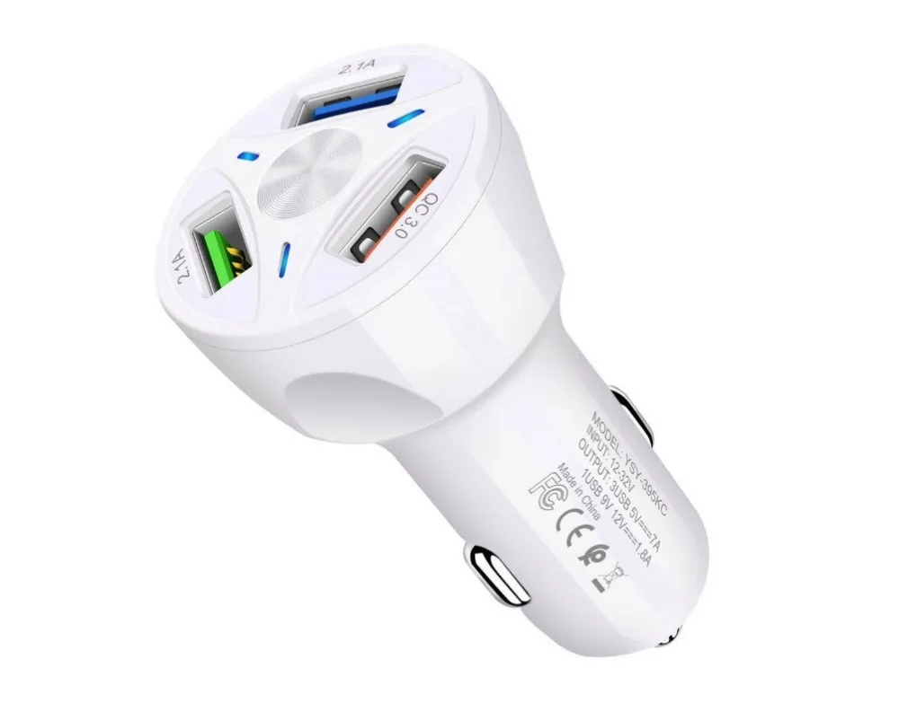 Автомобильное зарядное устройство с 3 портами USB, быстрая зарядка 3,0, Быстрая автомобильная прикуриватель для интеллектуального мобильного телефона, автомобильное зарядное устройство QC 3,0