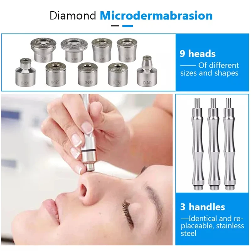 3 in 1 Diamond Microdermabrasion Machine Blackhead Remover Facial Skin Exfoliators Water Spray Face Peeling Skin Tools