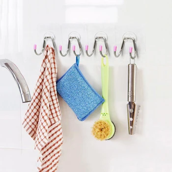 

Strong Adhesive Hook Wall Door Sticky Hanger Stainless Steel Double Hook Kitchen Bathroom Debris Storage Hooks Home And Garden