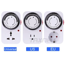 24 hora Timer Programável Interruptor Do Temporizador Mecânico Tomada Universal 220V 16A Europa Ligar Plugue DA UE