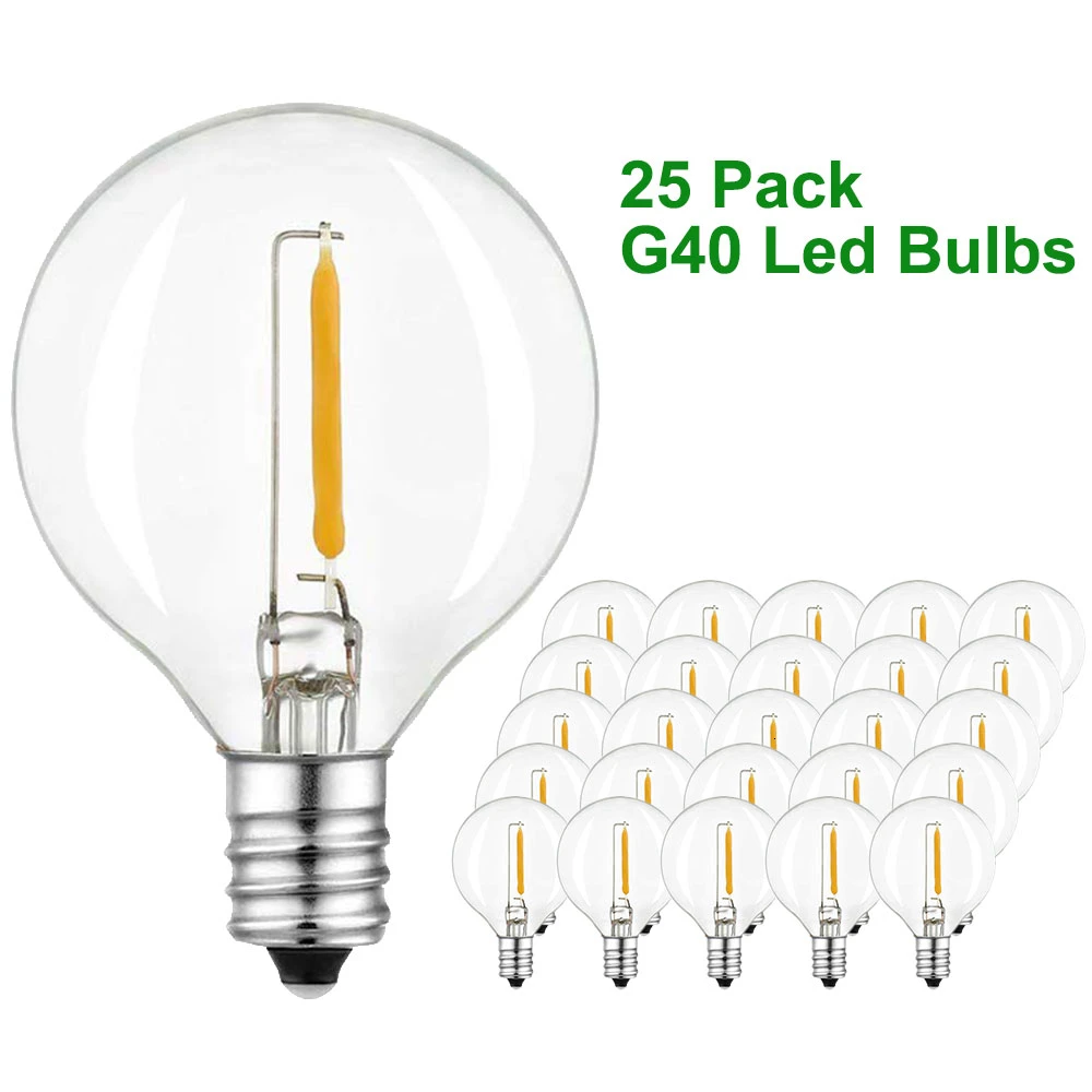 

Binval 5W LED Clear Light Bulbs For G40 Replacement E12 Base Socket LED Globe Light Bulbs For Outdoor Patio Garden String Lights