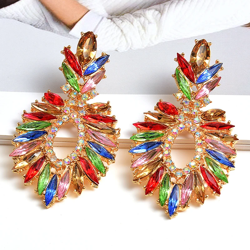 

New Statement Colorful Crystal Earrings High-quality Fashion Trend Drop Earring Jewelry Accessories For Women Wholesale