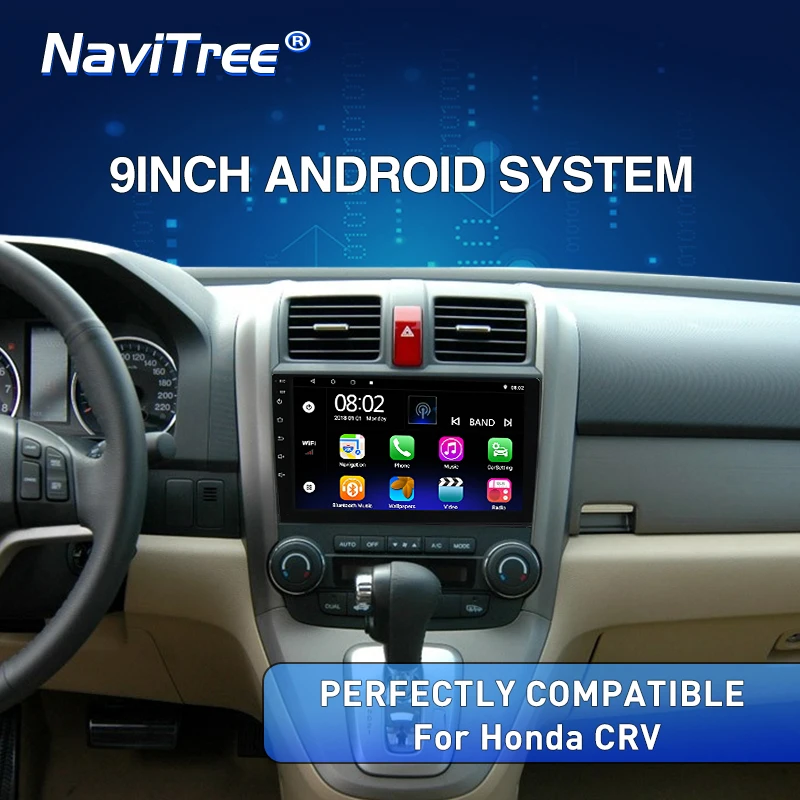NaviTree 9 дюймов ips 2.5D Android9.0 автомобильный Радио мультимедиа для Honda CRV 2007-2012 автомобильный Авторадио Навигация gps swc Bluetooth FM