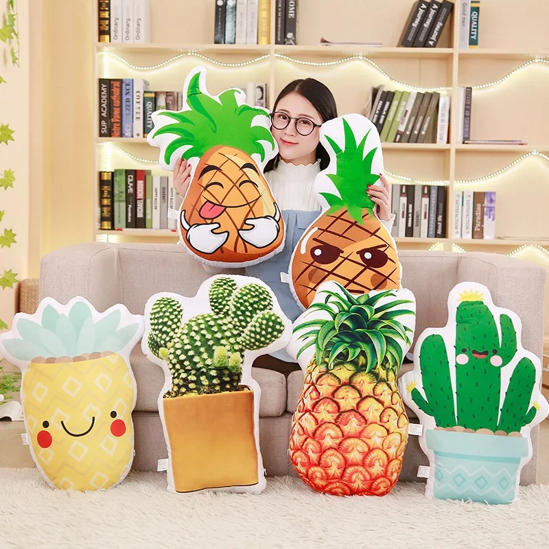 

Creative 3D Model Succulent Cactus Green Vegetation Pillow Pineapple Fruit Sofa Living Room Decoration Cushion New House Ornamen