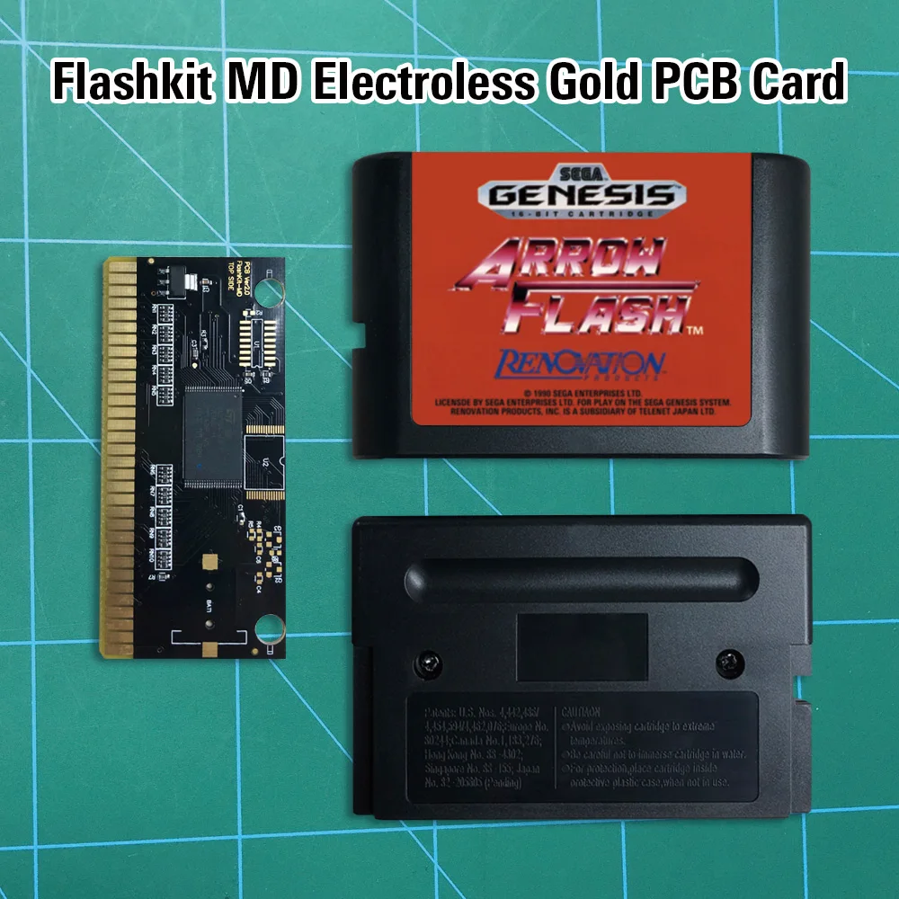 Arrow Flash - Flashkit MD Electroless Gold PCB Card 16 bit Games Cartridge For MegaDrive Genesis console | Электроника