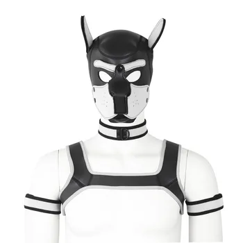 Dog Bondage Set With Restraints Hood Chest Belt Collar Arm Band For Pup Role Play Adults Game Fantasy Harness Club Costumes Prop 5