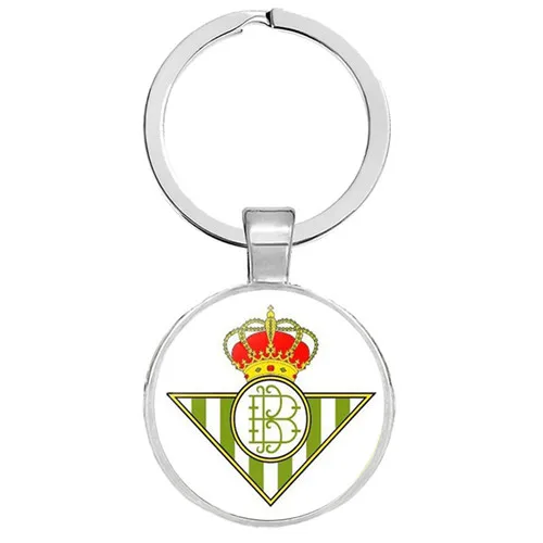 Football Club Keychain Jewelry with Glass Cabochon Football Team Logo Socceer Club Charm Wrap Leather Braided Keyrings - Цвет: NO.36