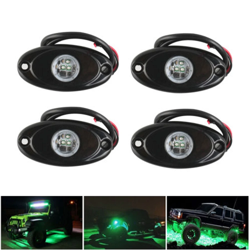 

4Pcs 9W 2" Green LED Rock Light Bar Wheel For Jeep Truck SUV Off-Road Boat Cree