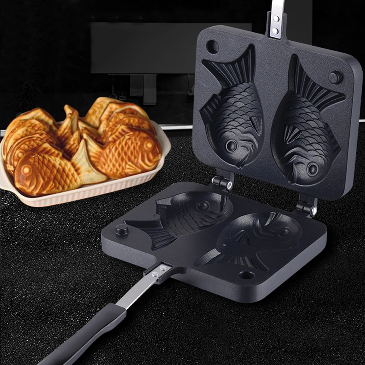 2 moldes taiyaki em forma peixe 01