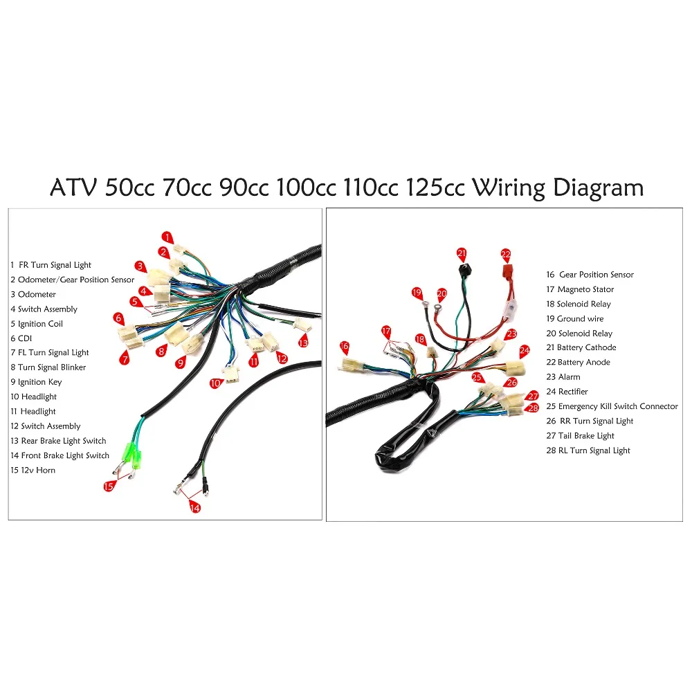 Tdpro Motorcycle Magneto Stator Full Electrics Wiring Harness Kit Coil Cdi Switch Fit For 50cc 90cc 110cc Atv Quad Bike Buggy Go Motorbike Ingition Aliexpress