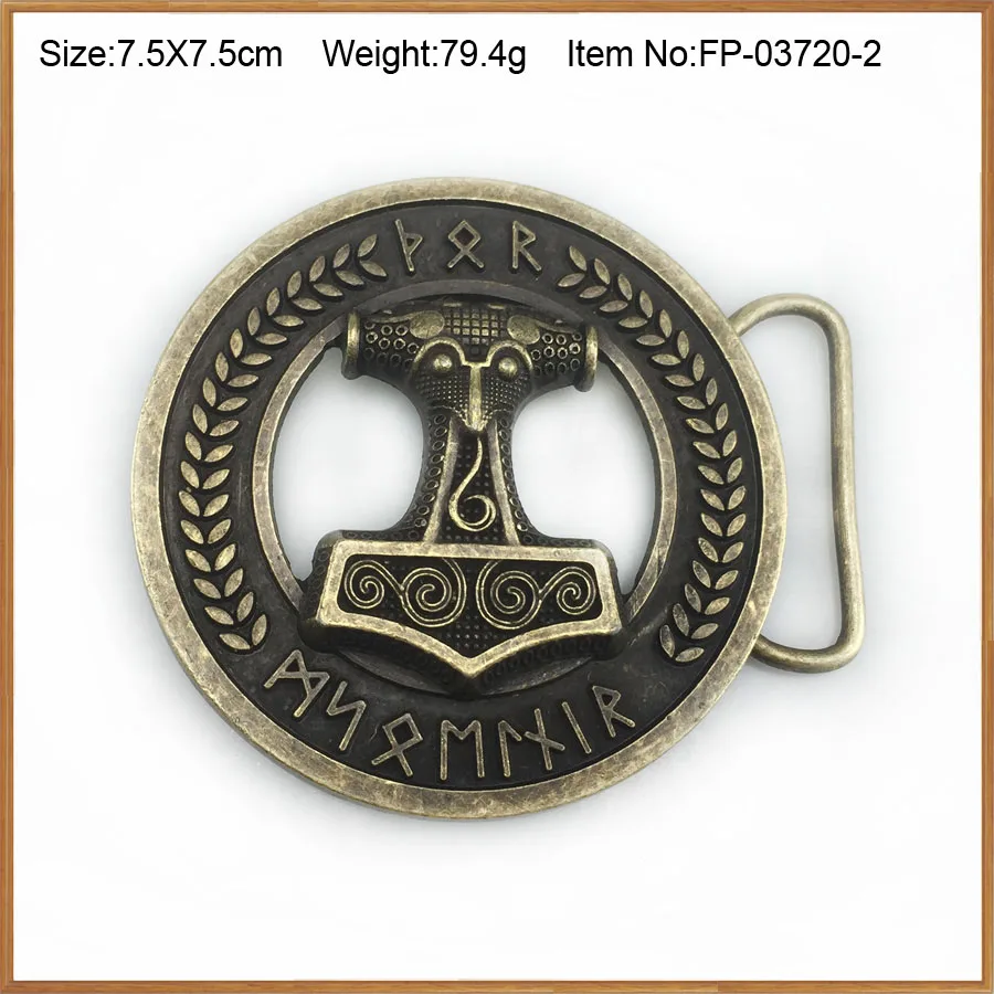 Antique brass finish BuckleClub Mjolnir THORSHAMMER VIKING ремень с пряжкой для джинсов подарок музыкальный ремень пряжка FP-03720 для 4 см Ширина ремня - Цвет: Antique brass finish