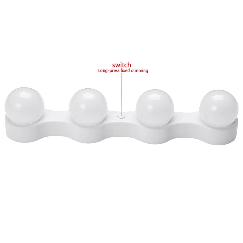  White Light Makeup Mirror Front 4 Lights with Dry Battery USB Plug-In Dual-Use Suction Cup Bathroom