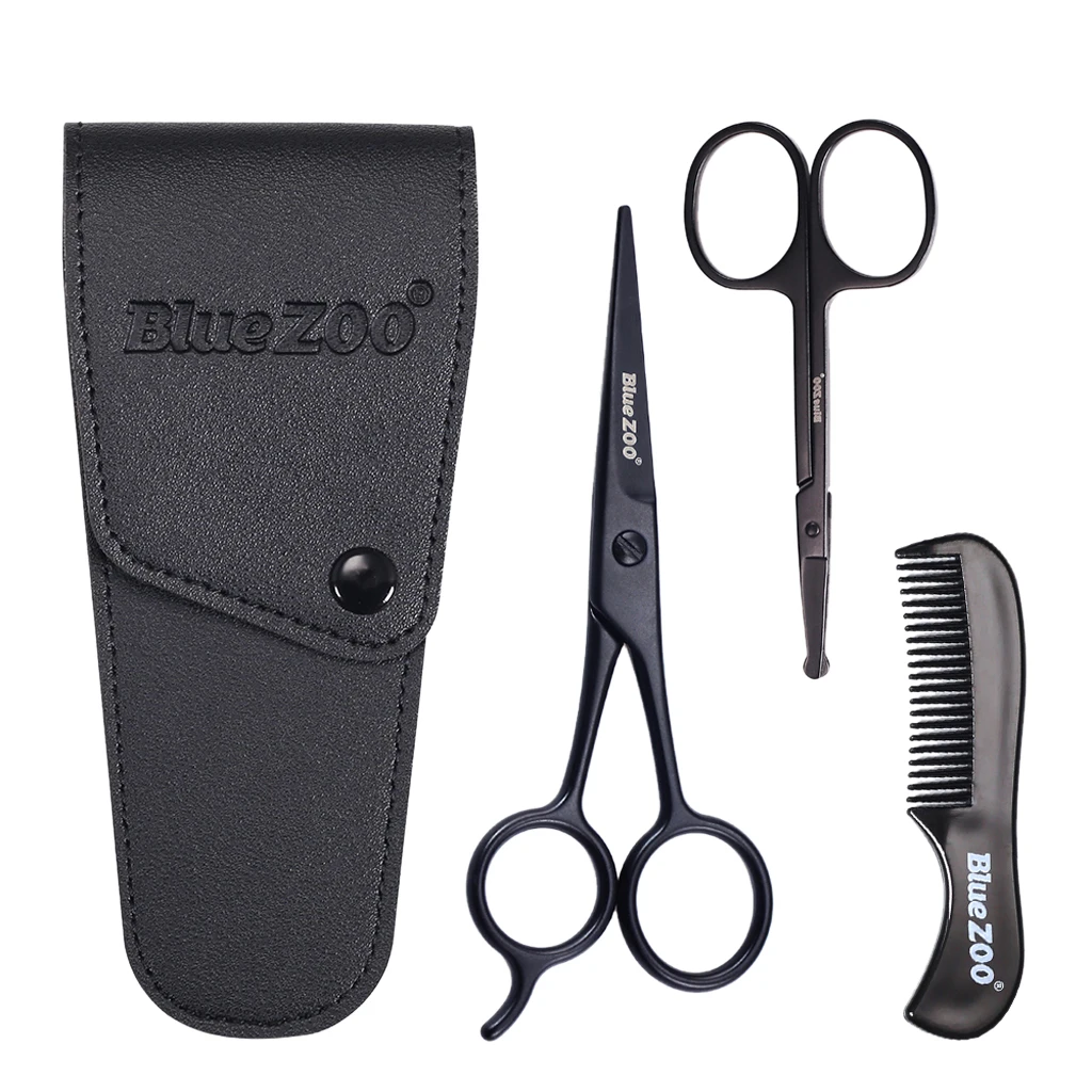 mens beard mustache nose ear scissors comb trimming kit facial hair trimmer Mens Beard Mustache Nose Ear Scissors Comb Trimming Kit Facial Hair Trimmer