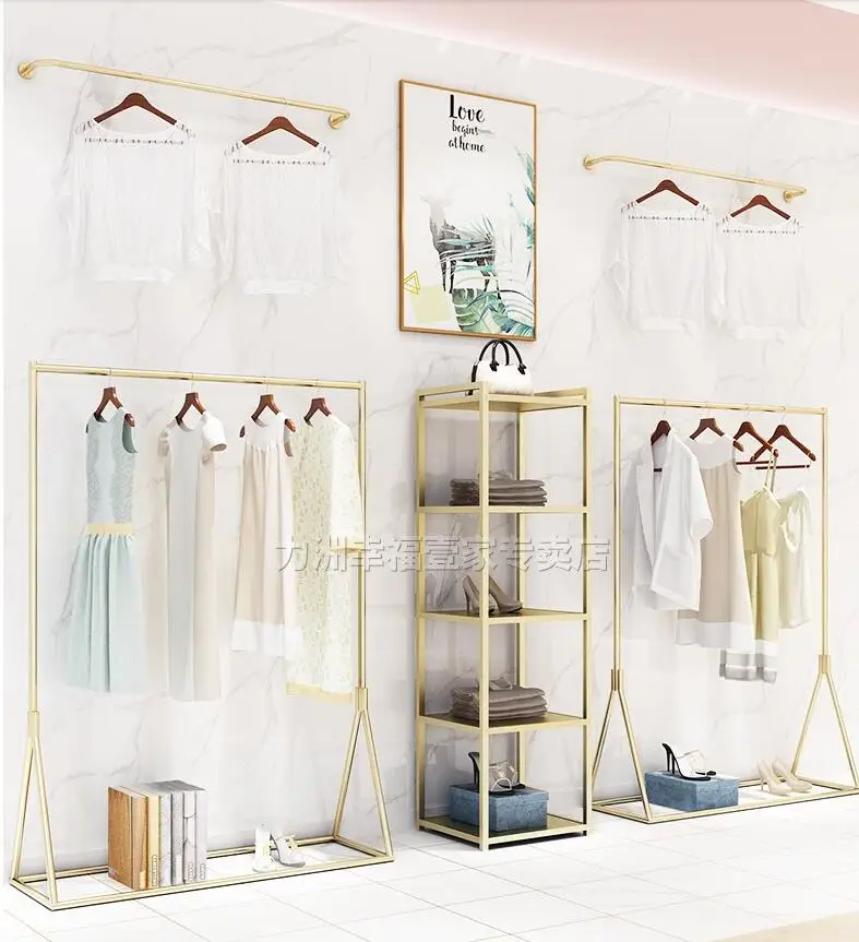 Shoe rack display rack shop multi layer creative shoe store display rack  clothing store wall hanging gold bag shelf