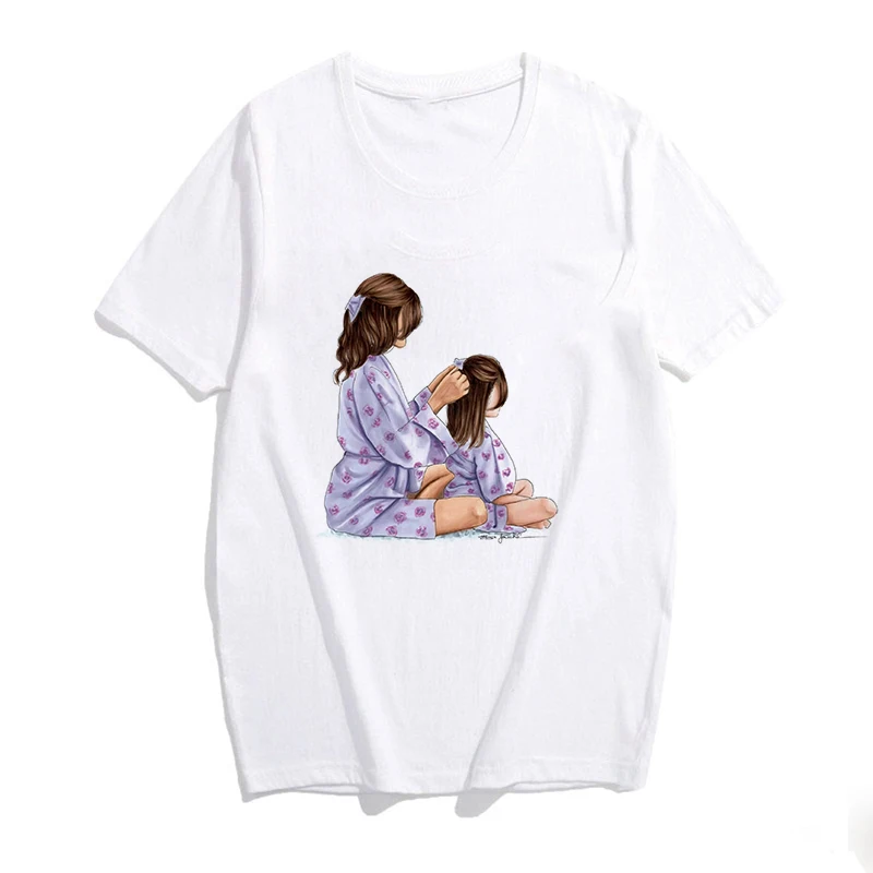 Женская мода плюс размер супер мама с короткими рукавами мама и сын футболка Топы с принтом Любовь - Цвет: QWT9323