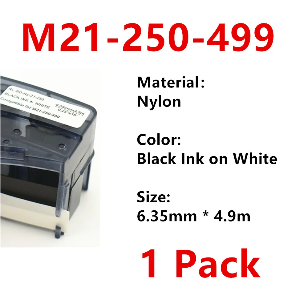 Replacement 0.25'' to 0.75'' 4.9m Nylon Black on White Label Tape Cintas for Use in BMP21 Plus Lab Handheld Ribbon Printer |