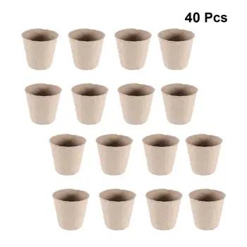 

40pcs Pulp Pot Plant Starters Seedling Herb Seed Nursery Cup Kit Organic Biodegradable Eco-Friendly Cultivation Cup For Garden