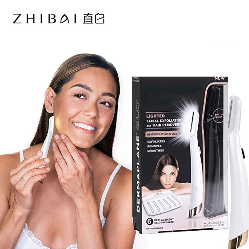 Mini Women's Eyebrow Shaver LED Lighted Facial Dermaplaning Shaver for