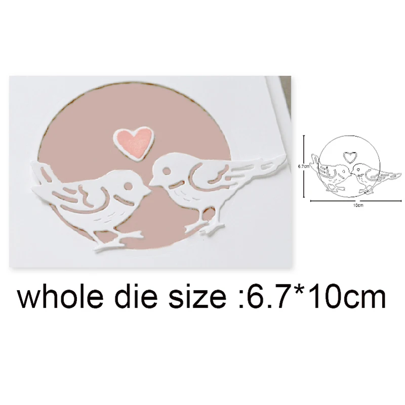 

Metal dies Couple Bird Heart Embossing Circle Frame Cutting Dies Scrapbooking dies Paper Card Making Photo Decoration Craft Dies