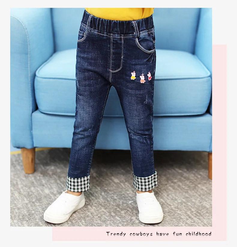 One up Brother; коллекция года; сезон весна; детская одежда в Корейском стиле с рисунком; джинсы для девочек среднего и маленького размера; брюки с узором