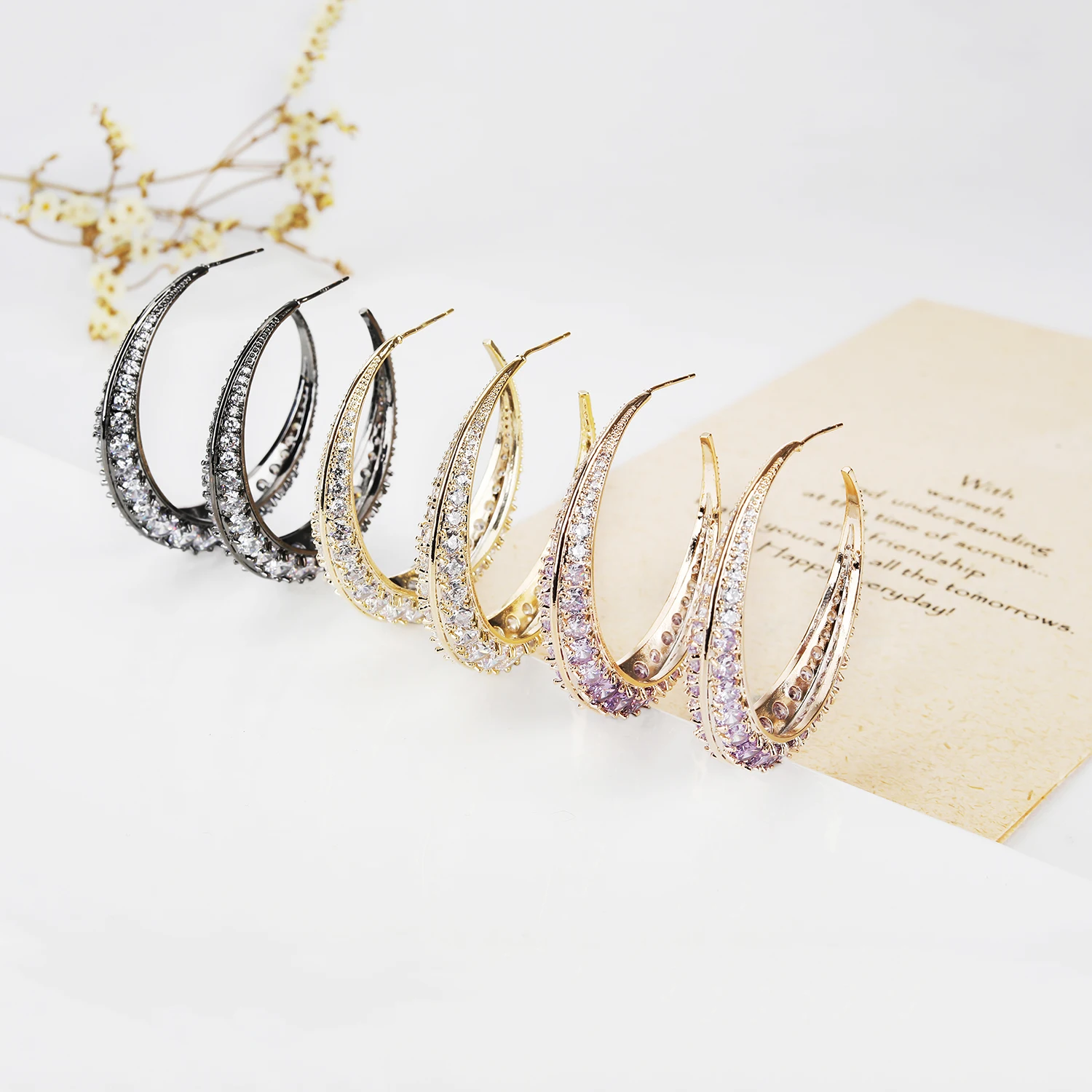 Beauty Cubic Zircon Earrings for Wedding Bride CZ Hoop Earring for Women,Jewelry Accessories CE11657