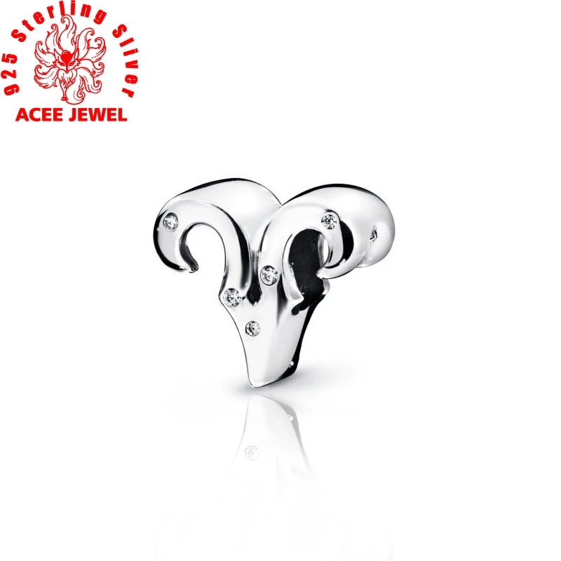 2019 Новинка зимы серебряные бусины 925 пробы сверкающие Aries кулоны со знаками