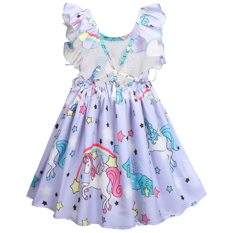 Платья с рисунком единорога для маленьких девочек; хлопковое элегантное платье принцессы с пони; Детский карнавальный костюм; одежда для детей 6, 7, 8 лет